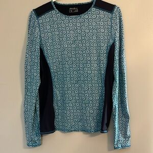 Eddie Bauer Swim Blue Floral Long Sleeve Rash Guard Size M
